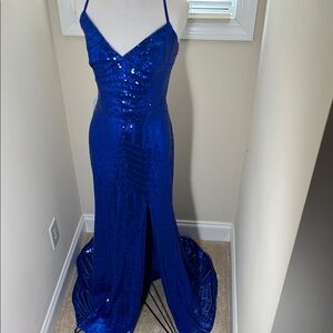 Elegant Blue Sequin Gown